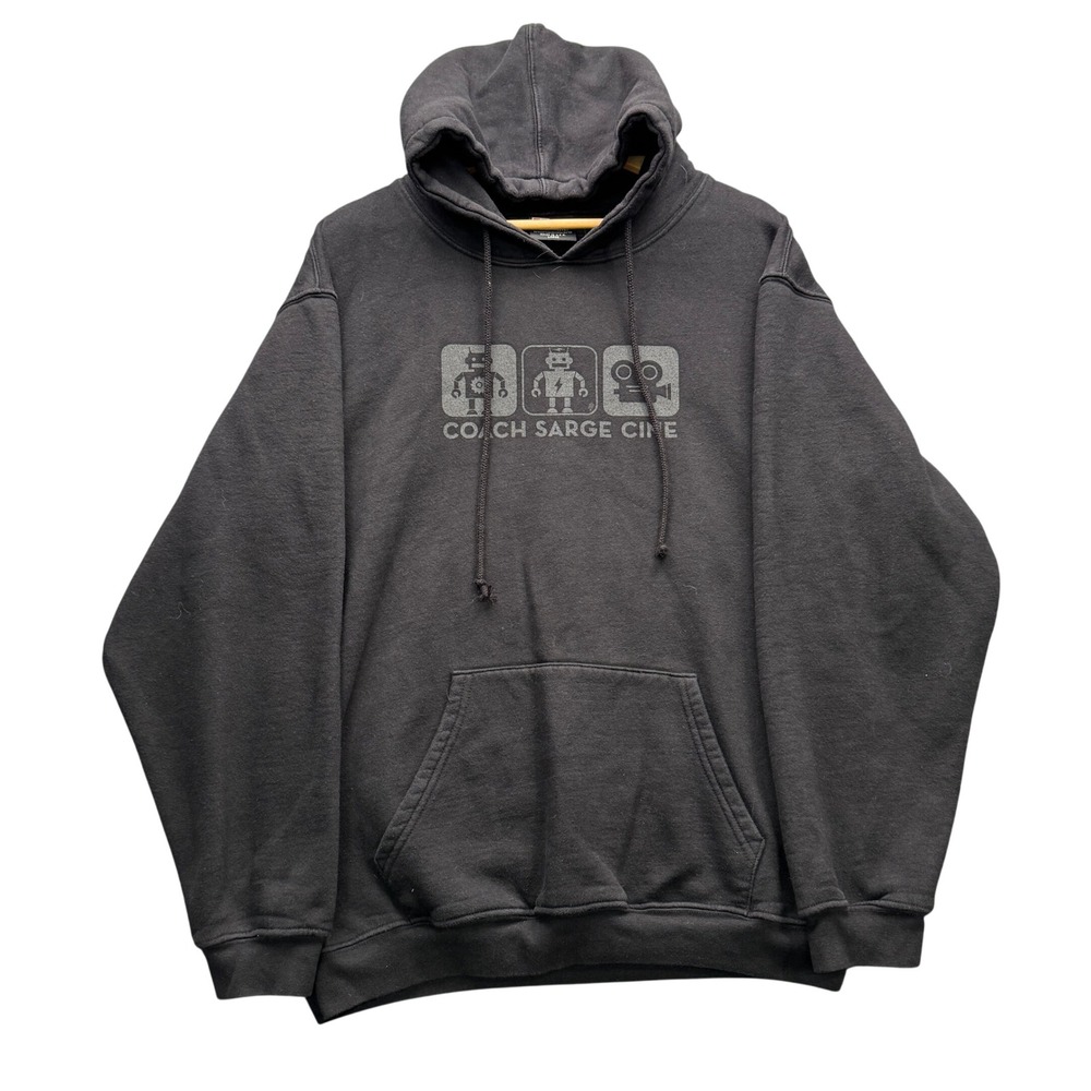 Bay Side Hoodie Men's Large Black Coach Sarge Cine Robot Graphic USA